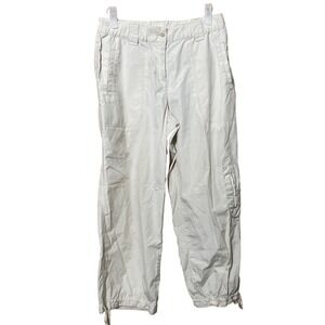 J. Jill Cargo Pants Sz 4 White Capri Parachute Cotton Trousers Utility Y2K 90s